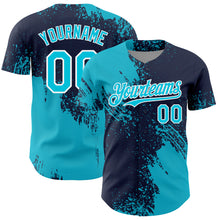 Load image into Gallery viewer, Custom Lakes Blue Navy-White 3D Pattern Design Abstract Brush Stroke Authentic Baseball Jersey
