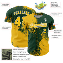 Load image into Gallery viewer, Custom Yellow Green-White 3D Pattern Design Abstract Brush Stroke Authentic Baseball Jersey
