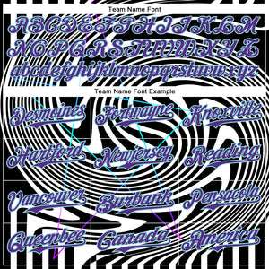 Custom Black Purple-Ice Blue 3D Pattern Design Rave Psychedelic Fluid Art Authentic Baseball Jersey
