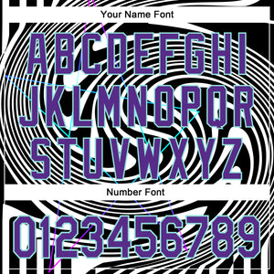 Custom Black Purple-Ice Blue 3D Pattern Design Rave Psychedelic Fluid Art Authentic Baseball Jersey