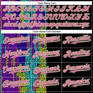 Custom Black Pea Green-Pink 3D Pattern Design Rave Psychedelic Neon Fluid Art Authentic Baseball Jersey