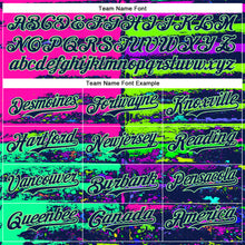 Load image into Gallery viewer, Custom Pink Navy-Pea Green 3D Pattern Design Rave Psychedelic Neon Fluid Art Authentic Baseball Jersey
