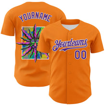 Load image into Gallery viewer, Custom Bay Orange Purple-White 3D Pattern Design Rave Psychedelic Neon Fluid Art Authentic Baseball Jersey
