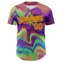 Load image into Gallery viewer, Custom Gray Orange-Neon Green 3D Pattern Design Rave Psychedelic Neon Fluid Art Authentic Baseball Jersey
