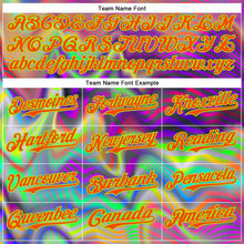 Load image into Gallery viewer, Custom Gray Orange-Neon Green 3D Pattern Design Rave Psychedelic Neon Fluid Art Authentic Baseball Jersey
