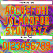Load image into Gallery viewer, Custom Gray Orange-Neon Green 3D Pattern Design Rave Psychedelic Neon Fluid Art Authentic Baseball Jersey
