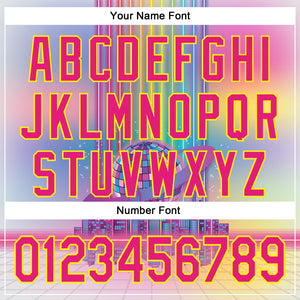 Custom Pink Hot Pink-Light Yellow 3D Pattern Design Rave Psychedelic Neon Music Disco Authentic Baseball Jersey