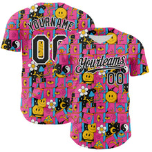 Load image into Gallery viewer, Custom Hot Pink Black-White 3D Pattern Design Rave Psychedelic Geometry Authentic Baseball Jersey
