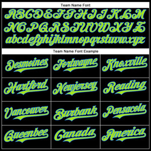 Custom Black Neon Green-Electric Blue 3D Pattern Design Rave Psychedelic Fluid Art Authentic Baseball Jersey