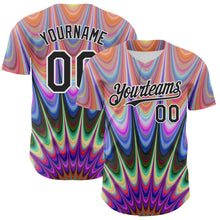 Load image into Gallery viewer, Custom Orange Black-White 3D Pattern Design Rave Psychedelic Fractal Style Authentic Baseball Jersey
