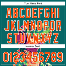 Load image into Gallery viewer, Custom Teal Orange-White 3D Pattern Design Rave Psychedelic Dinosaur Authentic Baseball Jersey

