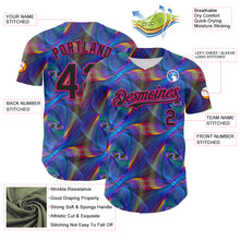 Load image into Gallery viewer, Custom Black Hot Pink 3D Pattern Design Rave Psychedelic Fractal Style Authentic Baseball Jersey
