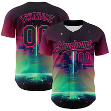 Load image into Gallery viewer, Custom Black Hot Pink 3D Pattern Design Rave Psychedelic Universe Authentic Baseball Jersey
