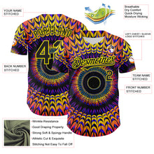 Load image into Gallery viewer, Custom Black Light Yellow 3D Pattern Design Rave Psychedelic Fractal Style Authentic Baseball Jersey
