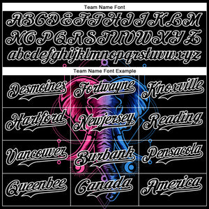 Custom Black White 3D Pattern Design Rave Psychedelic Elephant Authentic Baseball Jersey
