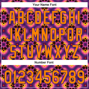 Custom Purple Bay Orange-Dark Purple 3D Pattern Design Rave Psychedelic Flower Authentic Baseball Jersey