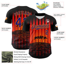 Load image into Gallery viewer, Custom Black Dark Purple-Bay Orange 3D Pattern Design Rave Psychedelic Tropical Palm Tree Authentic Baseball Jersey

