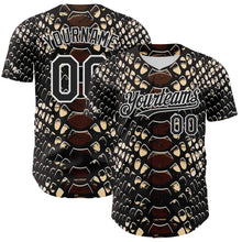 Load image into Gallery viewer, Custom Black White 3D Pattern Design Rave Psychedelic Snakeskin Authentic Baseball Jersey
