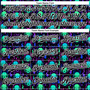 Custom Black White 3D Pattern Design Rave Psychedelic Neon Cat Skull Authentic Baseball Jersey