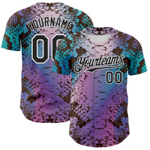 Load image into Gallery viewer, Custom Pink Black-White 3D Pattern Design Rave Psychedelic Snakeskin Authentic Baseball Jersey
