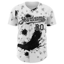Load image into Gallery viewer, Custom White Black 3D Pattern Design Graffiti Splash Ink Authentic Baseball Jersey
