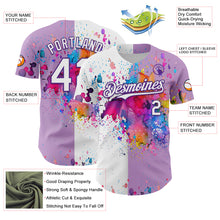 Load image into Gallery viewer, Custom Light Purple White-Purple 3D Pattern Design Graffiti Splash Authentic Baseball Jersey

