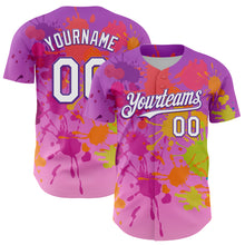 Load image into Gallery viewer, Custom Purple White 3D Pattern Design Graffiti Splash Authentic Baseball Jersey
