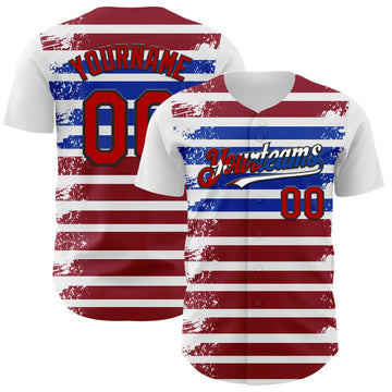 Custom White Red Black Cuban Flag-Blue 3D Cuba Authentic Baseball Jersey