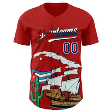 Load image into Gallery viewer, Custom Red US Navy Blue White Cuban Flag-Black 3D Cuba Authentic Baseball Jersey
