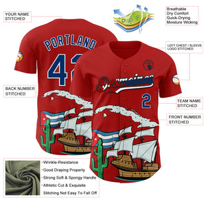 Custom Red US Navy Blue White Cuban Flag-Black 3D Cuba Authentic Baseball Jersey
