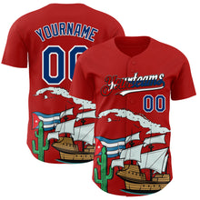 Load image into Gallery viewer, Custom Red US Navy Blue White Cuban Flag-Black 3D Cuba Authentic Baseball Jersey
