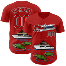 Load image into Gallery viewer, Custom Red Black White-Cuban Flag 3D Cuba Authentic Baseball Jersey
