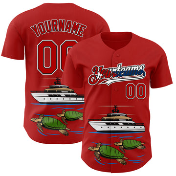 Custom Red Black White-Cuban Flag 3D Cuba Authentic Baseball Jersey