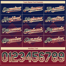 Load image into Gallery viewer, Custom Navy Vintage USA Flag Crimson-Cream 3D Gradient Square Shape Authentic Baseball Jersey
