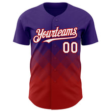 Load image into Gallery viewer, Custom Purple White-Red 3D Gradient Square Shape Authentic Baseball Jersey
