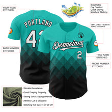 Load image into Gallery viewer, Custom Aqua White-Black 3D Gradient Square Shape Authentic Baseball Jersey
