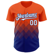Load image into Gallery viewer, Custom Orange White-Royal 3D Gradient Square Shape Authentic Baseball Jersey
