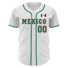 Load image into Gallery viewer, Custom White Kelly Green-Red 3D Mexico Mexican Flag Authentic Baseball Jersey
