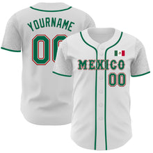 Load image into Gallery viewer, Custom White Kelly Green-Red 3D Mexico Mexican Flag Authentic Baseball Jersey
