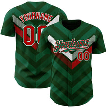 Load image into Gallery viewer, Custom Green Kelly Green Red-White 3D Mexico Authentic Baseball Jersey
