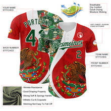 Load image into Gallery viewer, Custom Red Green-White 3D Mexico Authentic Baseball Jersey

