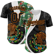 Load image into Gallery viewer, Custom Black Kelly Green Texas Orange-White 3D Mexico Authentic Baseball Jersey
