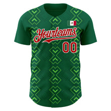 Load image into Gallery viewer, Custom Kelly Green Red-White 3D Mexico Mexican Flag Authentic Baseball Jersey
