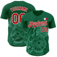 Load image into Gallery viewer, Custom Kelly Green Red-White 3D Mexico Mexican Flag Authentic Baseball Jersey
