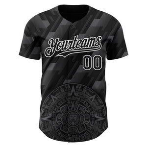 Custom Black Steel Gray-White 3D Mexico Authentic Baseball Jersey