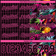 Load image into Gallery viewer, Custom Black Pink 3D Pattern Design Pinstripe Tropical Palm Leaves Authentic Baseball Jersey
