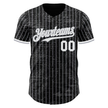 Load image into Gallery viewer, Custom Black Gray Pinstripe White 3D Pattern Design Fragment Art Authentic Baseball Jersey
