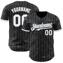 Load image into Gallery viewer, Custom Black Gray Pinstripe White 3D Pattern Design Fragment Art Authentic Baseball Jersey
