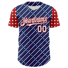 Load image into Gallery viewer, Custom Royal White-Red 3D Patriotic American Flag Authentic Baseball Jersey
