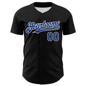 Custom Black Royal Red-White 3D Patriotic American Flag Authentic Baseball Jersey